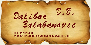 Dalibor Balabanović vizit kartica